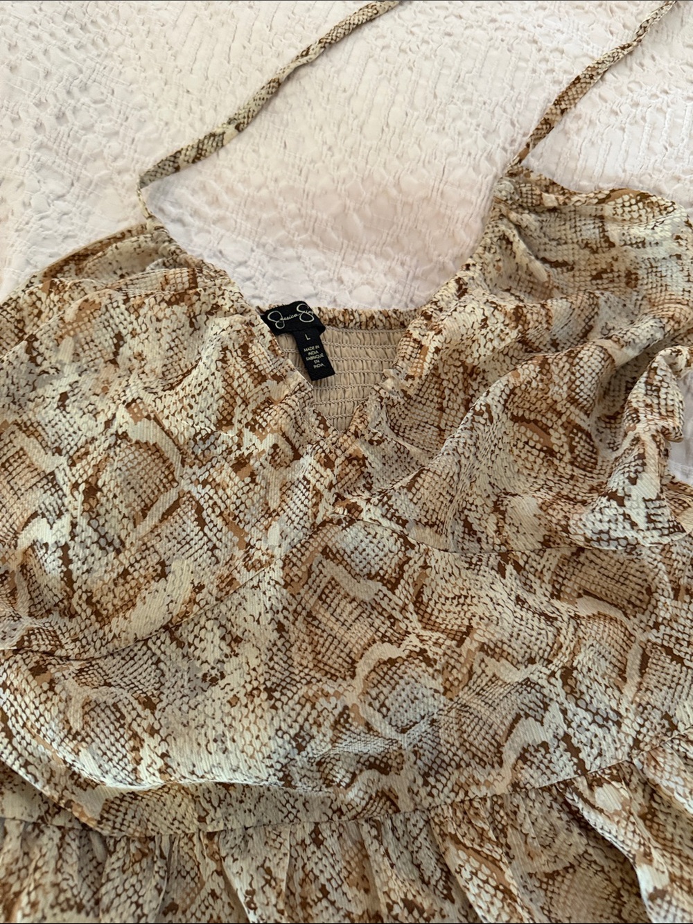 Jessica Simpson Taupe Snake-Print Halter Maxi Dress - Picture 2 of 3